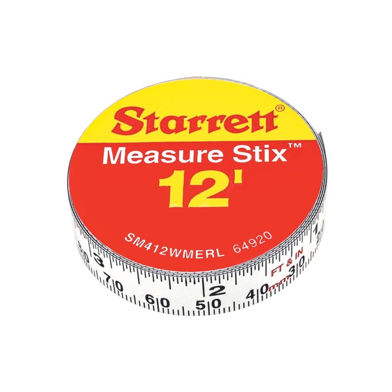 Starrett Tape Measure Stix with Adhesive Backing  Mount to Work Bench Saw Table Drafting Table  12 x 12 English Metric RightLeft Reading  SM412WMERL - Image 1