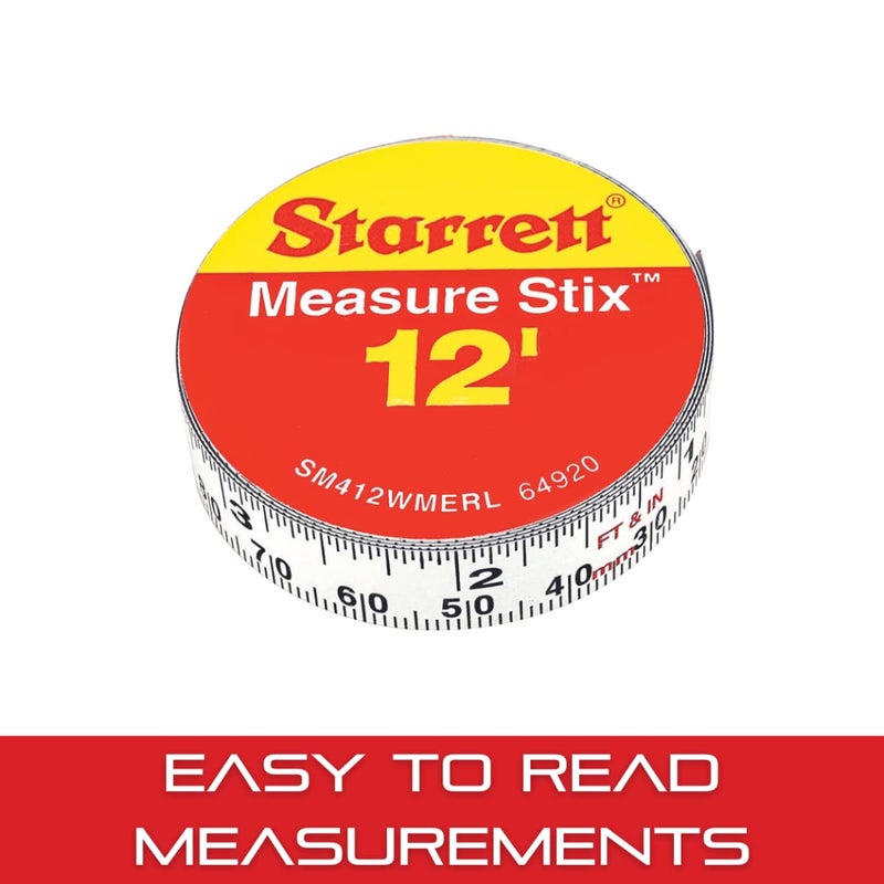 Starrett Tape Measure Stix with Adhesive Backing  Mount to Work Bench Saw Table Drafting Table  12 x 12 English Metric RightLeft Reading  SM412WMERL - Image 4