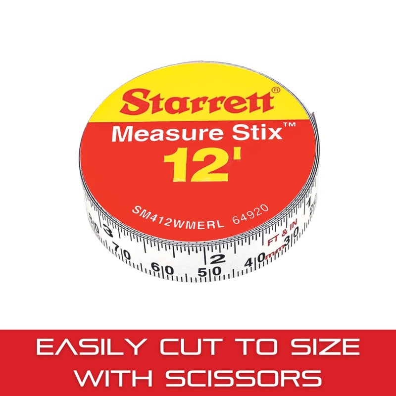 Starrett Tape Measure Stix with Adhesive Backing  Mount to Work Bench Saw Table Drafting Table  12 x 12 English Metric RightLeft Reading  SM412WMERL - Image 5