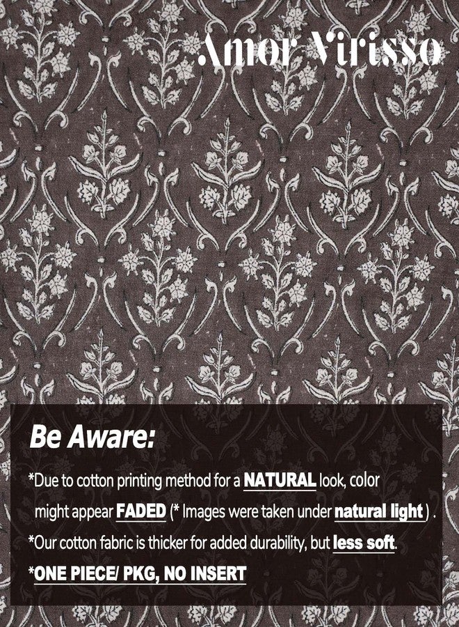 Amor Virisso Floral Pillow Covers 18x18 Inch Farmhouse Block Print Pillow Cover Accent Square Neutral Modern Decorative Throw Pillow Covers for Living Room Couch Bed Sofa Chair, Dark Brown - Image 3