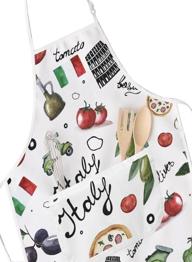 POFULL Italy Landmarks Apron Rome Italy Kitchen Gift Italian Cooking Apron Housewarming Gift for Her (Italy Apron) - Image 3
