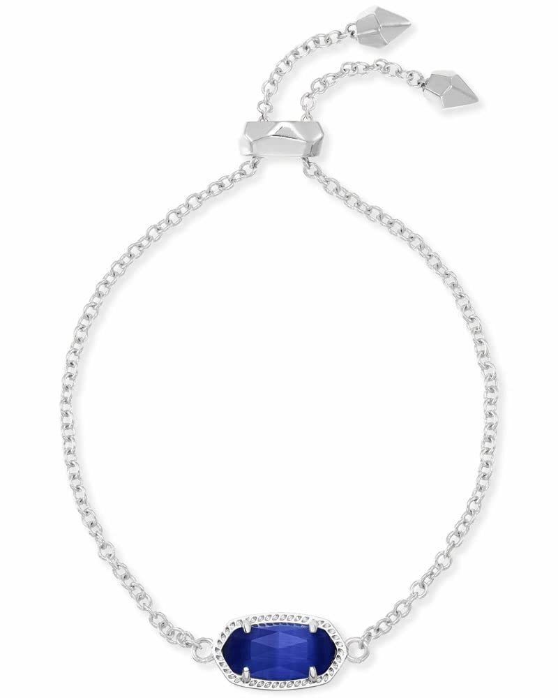 Kendra Scott Elaina Link Chain Bracelet for Women, Fashion Jewelry, Rhodium-Plated, Cobalt Cats Eye - Image 1
