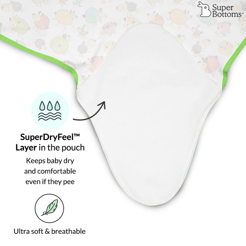 Superbottoms Dry Feel Swaddle Wrap for Newborn | SuperDryFeel Layer to Keep Baby Dry | Extra Soft | 100% Cotton | Easy to Wear, Travel-Friendly Wrapper | 0-3 Months, Baby Wrappers | Ba Ba Sheep - Image 5