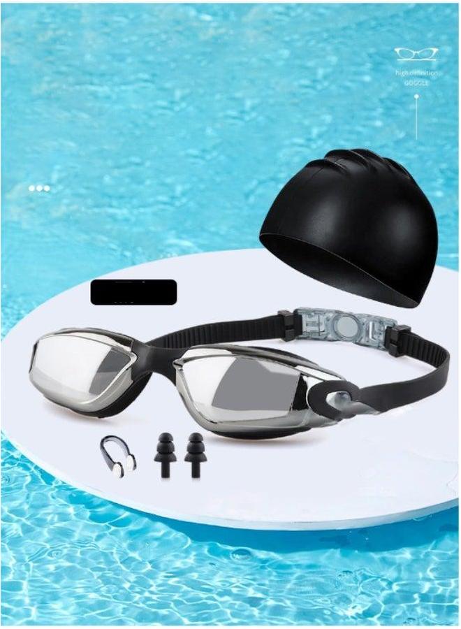 Generic Waterproof Swimming Goggles - Anti Fog and UV Protection Swim Kit Comes With Storage Box Nose Clip Earplugs Cap, Portable - Image 2