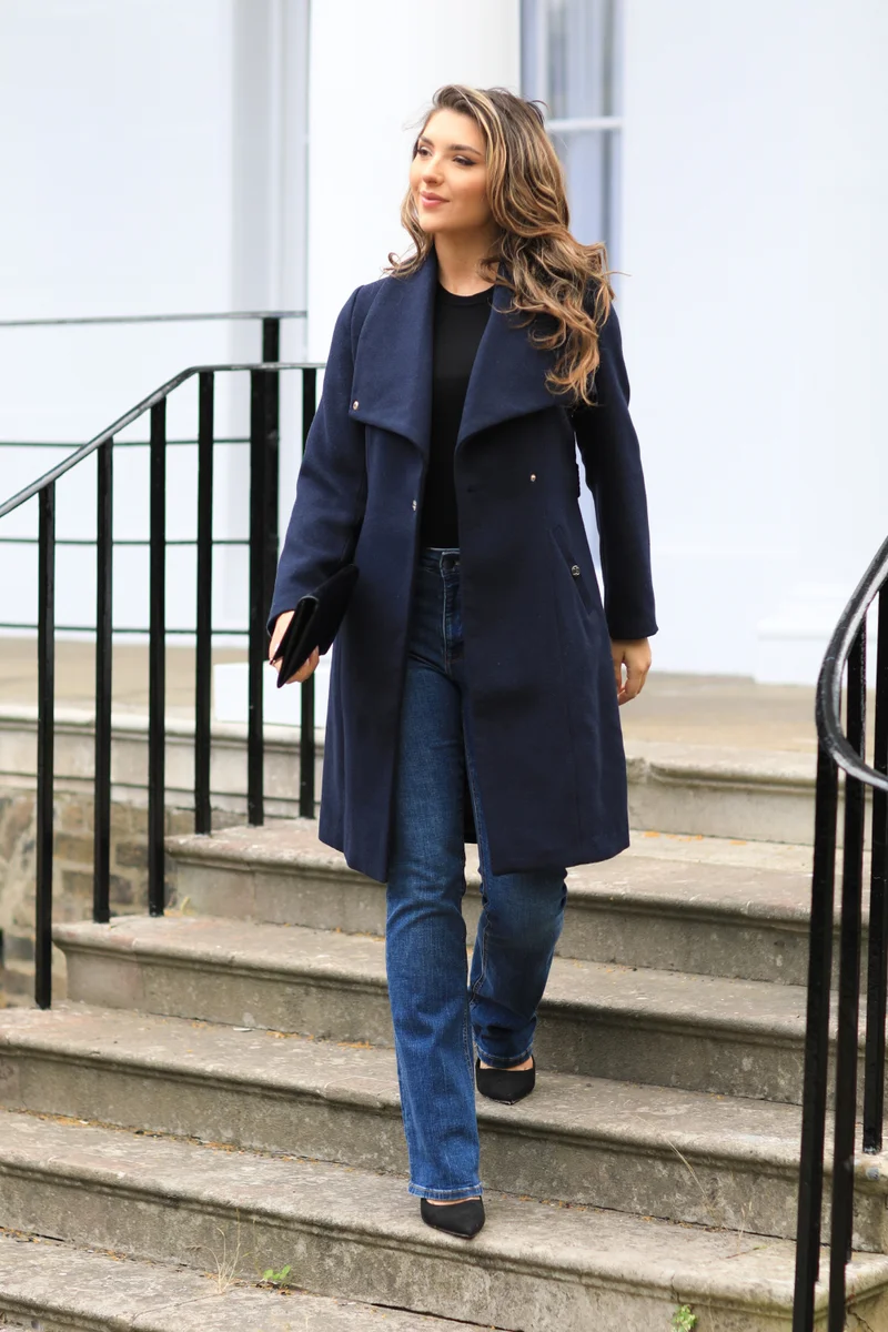 Double Second Wool Blend Wrap Coat