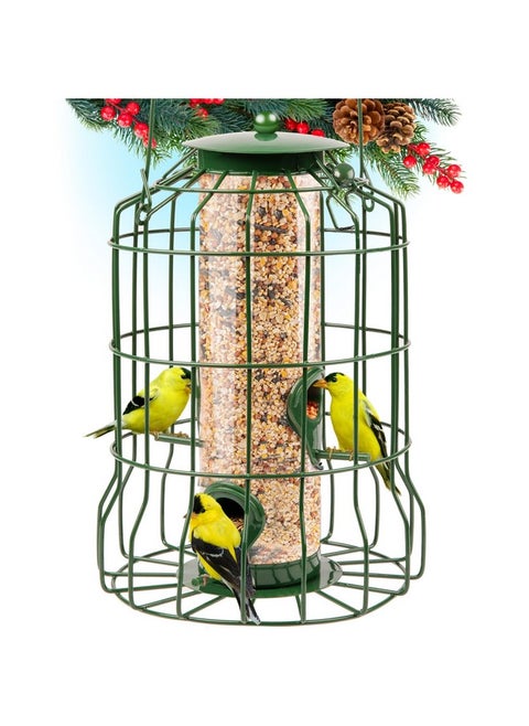 Gray Bunny Wild Bird Feeders Squirrel Proof for Outside Hanging, 1.25 lb Capacity Steel Bird Feeder Squirrel Proof for Small Birds, Chew Proof and Rust Proof, 4-Port