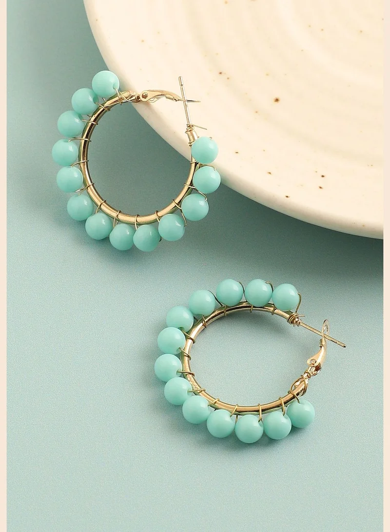 SOHI Gold Plated Party Designer Stone Hoop Earring For Women