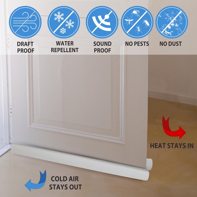 Twin Draft Guard Hug N Fit, Original Dual Draft Stopper Instantly Blocks Air from Entering, Water Repellent, Fits 28â€-36â€ Length with 2â€ Energy Saver Tube - Image 4