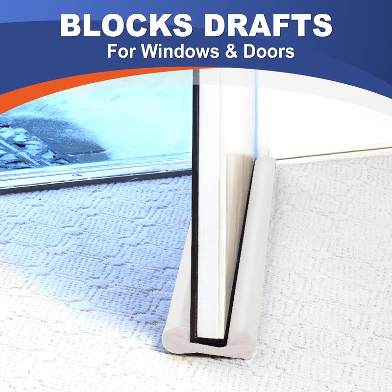 Twin Draft Guard Hug N Fit, Original Dual Draft Stopper Instantly Blocks Air from Entering, Water Repellent, Fits 28â€-36â€ Length with 2â€ Energy Saver Tube - Image 2