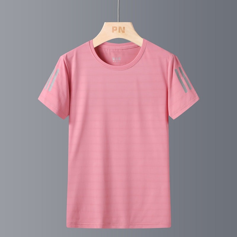 Short-Sleeved Ice Silk T-Shirt For Men In Summer Outdoor Sports Fitness Breathable Quick-Drying Short-Sleeved T-Shirt For Men And Women Couple Wear - Image 5
