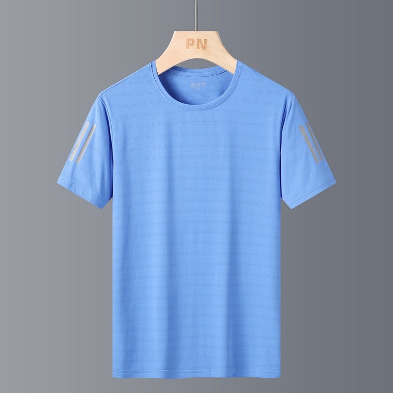 Short-Sleeved Ice Silk T-Shirt For Men In Summer Outdoor Sports Fitness Breathable Quick-Drying Short-Sleeved T-Shirt For Men And Women Couple Wear - Image 1