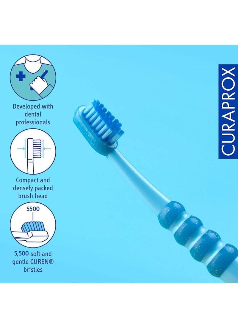 CURAPROX Soft Blue Toothbrush For Babies And Kids - Image 3