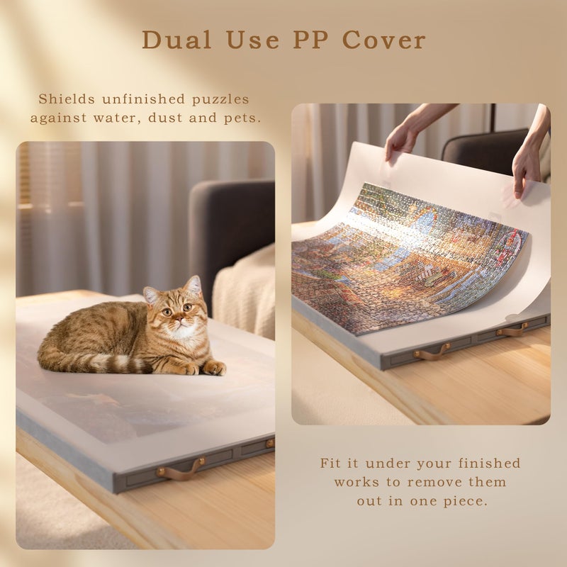 Lavievert Fully Flannel Covered Tilting Puzzle Board with 6 Drawers & Cover, Adjustable Plateau with Stand for Adults, Portable Puzzle Table with Non-Slip Tabletop for Up to 1500 Pieces - Gray - Image 5
