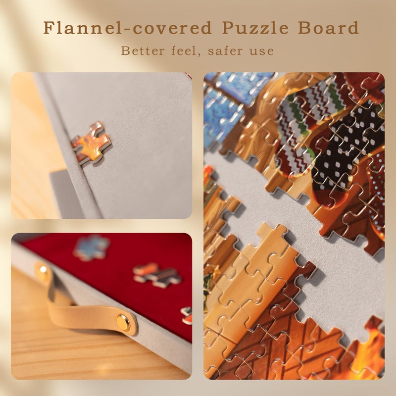Lavievert Fully Flannel Covered Tilting Puzzle Board with 6 Drawers & Cover, Adjustable Plateau with Stand for Adults, Portable Puzzle Table with Non-Slip Tabletop for Up to 1500 Pieces - Gray - Image 4