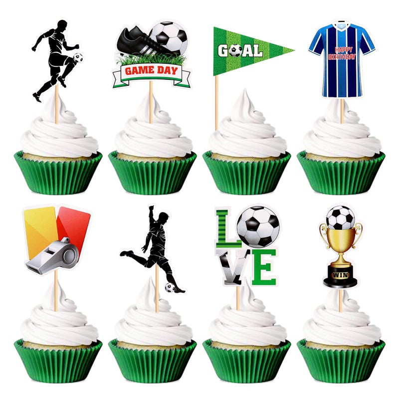 Ercadio 24 Pack Football Cupcake Toppers Football Players Cupcake Picks Soccer Happy Birthday Cake Toppers for Sport Theme Baby Shower Birthday Party Cake Decoration Supplies - Image 2