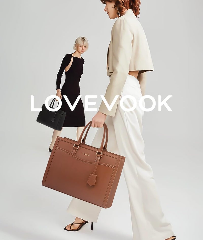 حقيبة لابتوب جلدية LOVEVOOK للنساء - حقيبة عمل بسعة 15.6 بوصة مع حقيبة صغيرة - Image 3
