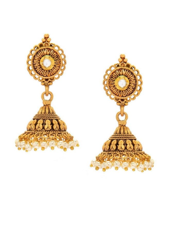 Rubans 18K Gold-Plated Handcrafted Temple Jewelry Set with Pearl Beads for Women & Girls - Image 2