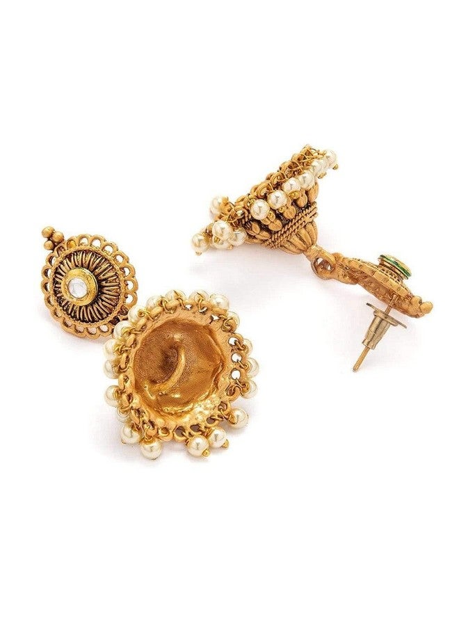 Rubans 18K Gold-Plated Handcrafted Temple Jewelry Set with Pearl Beads for Women & Girls - Image 3