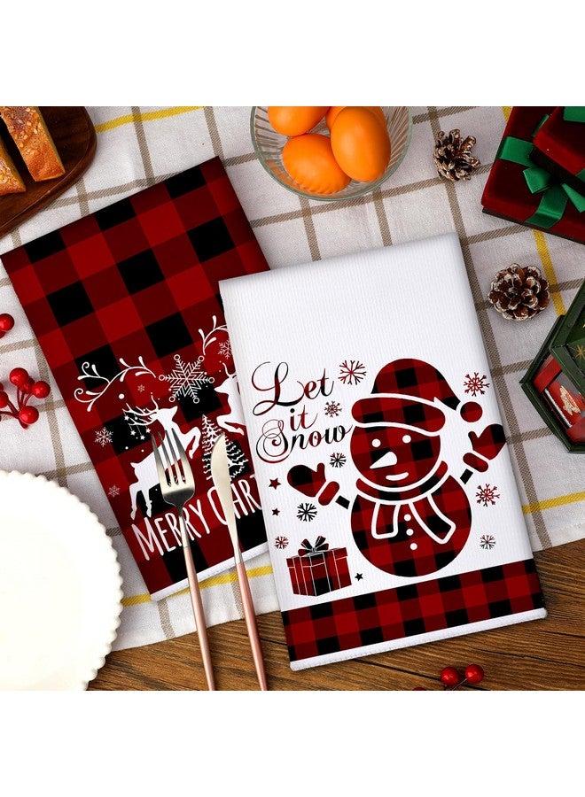 Sratte 6 Pcs Christmas Kitchen Towels Vintage Winter Dishtowels Absorbent Bathroom Hand Towels Christmas Decoration for Xmas Kitchen Bathroom Gifts(Red, Black,Reindeer) - Image 3