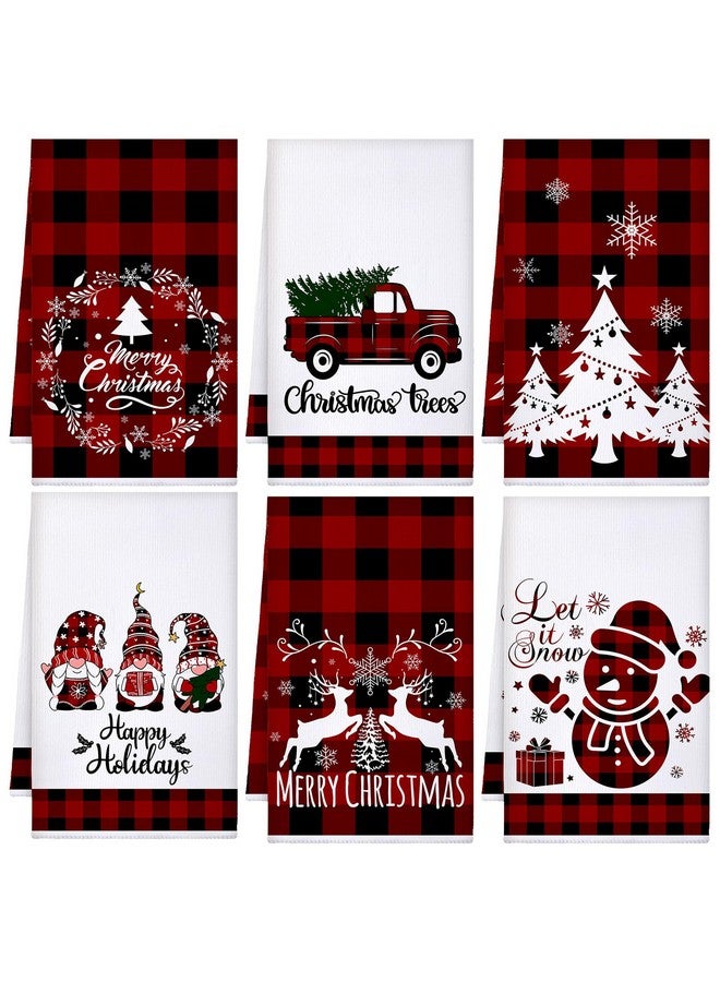 Sratte 6 Pcs Christmas Kitchen Towels Vintage Winter Dishtowels Absorbent Bathroom Hand Towels Christmas Decoration for Xmas Kitchen Bathroom Gifts(Red, Black,Reindeer) - Image 1