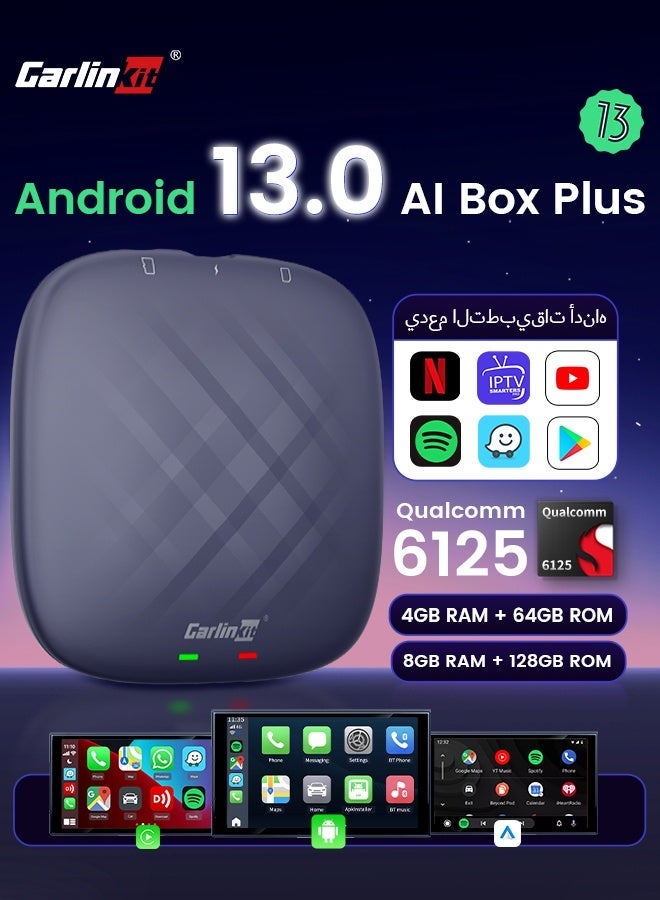 CarPlay AI Box Plus Android 13 4+64GB/8+128GB TV Wireless CarPlay And Android Auto SDM6125 4G LTE Netflix YouTube Google Play IPTV FOTA - Image 1