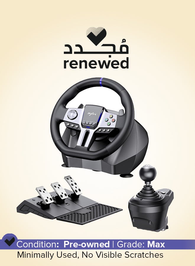 PXN Renewed - V9 Gen2 270°/900° Racing Steering Wheel Bundle with 3-Pedals & 6+R Gear Shifter - Image 1