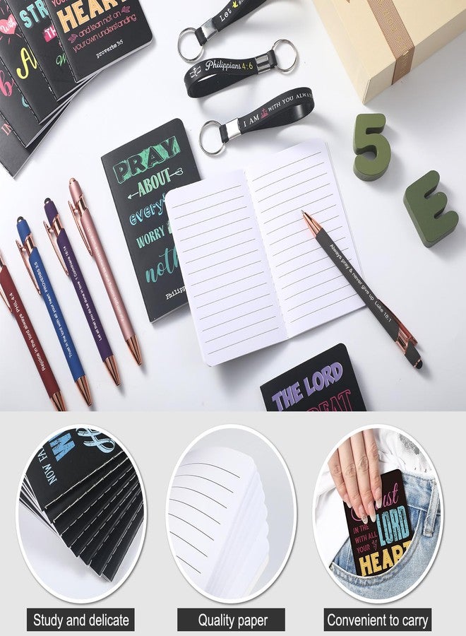 PerKoop 48 Pcs Inspirational Gifts Bulk Motivational Notepads Ballpoint Pens Keychains Set Classic Notebook Journal Lined for Teachers School Office Party Favor Supplies - Image 3