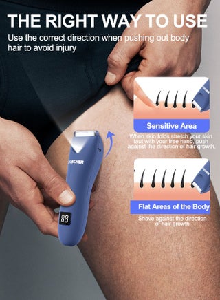 Electric Body Trimmer for Men, Waterproof Rechargeable Body Shaver, Safe Grooming Trimmer Wet/Dry Use, Men’s Grooming - view 3
