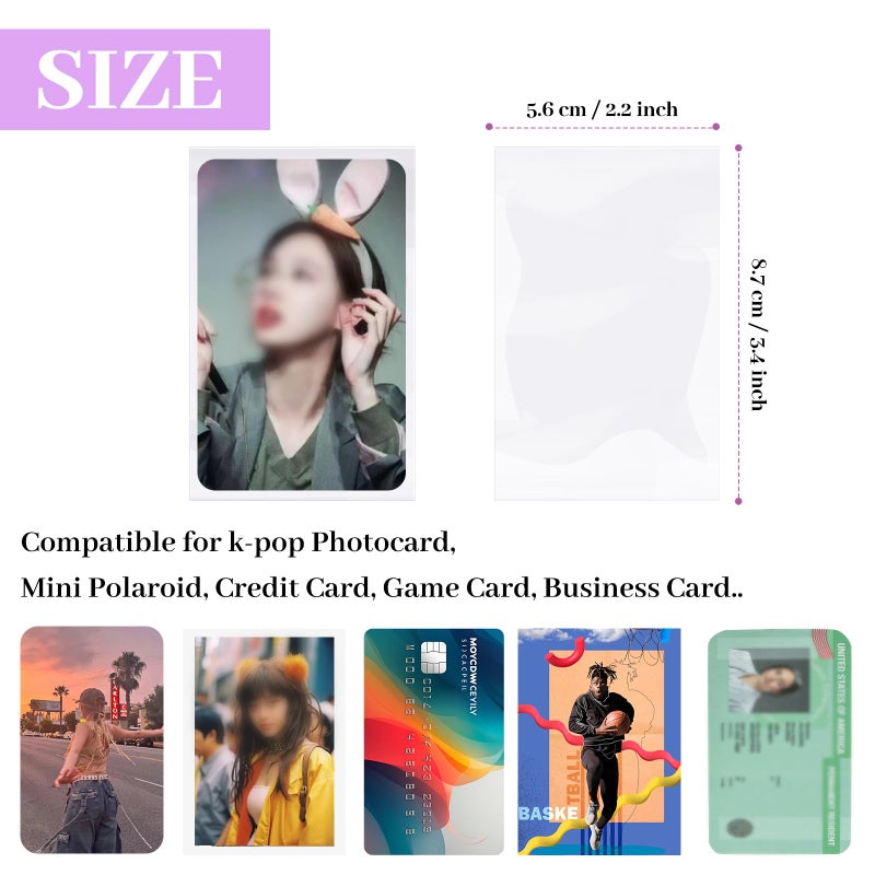 Monigte 100 Pcs photocard Sleeves, 57x88mm Ultra Clear and Thick Sleeves Idol Photo Cards Protector Trading Cards Shield Cover - Image 2