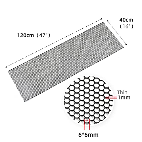 AggAuto 47x16 inches Car Pickup Truck Grill Mesh Spoiler Bumper Vent Aluminum Alloy Automotive Grille Insert Air Intake Racing Honeycomb Hole 6mm Spacing 1mm Black - Image 3