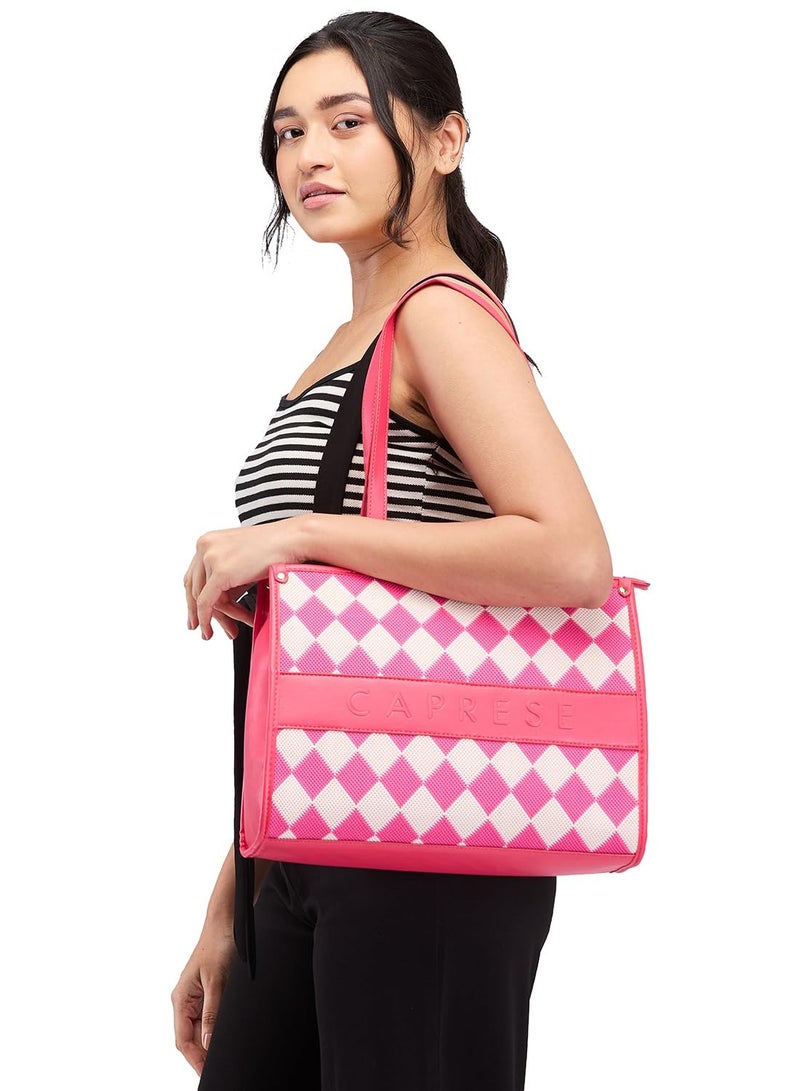 CAPRESE-CHECKER TOTE MEDIUM FUCHSIA - Image 2