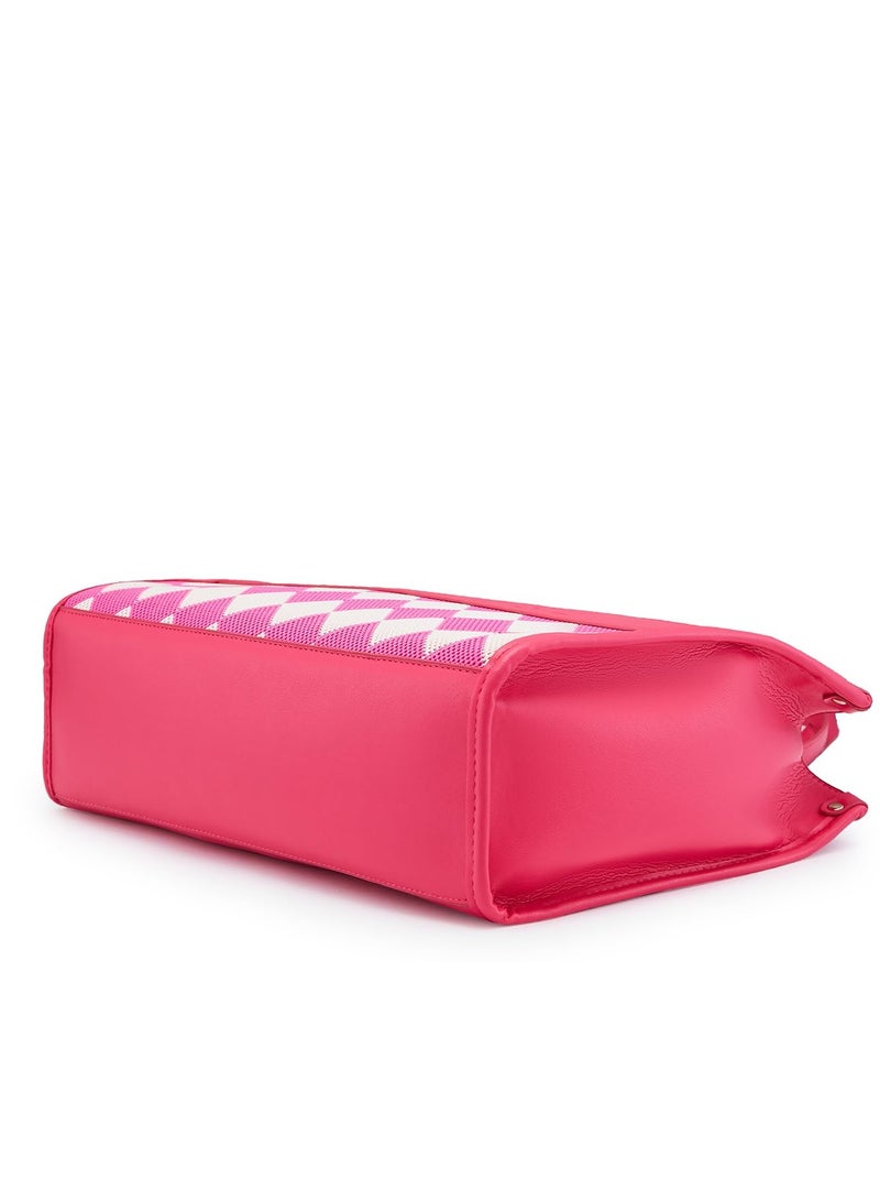 CAPRESE-CHECKER TOTE MEDIUM FUCHSIA - Image 3