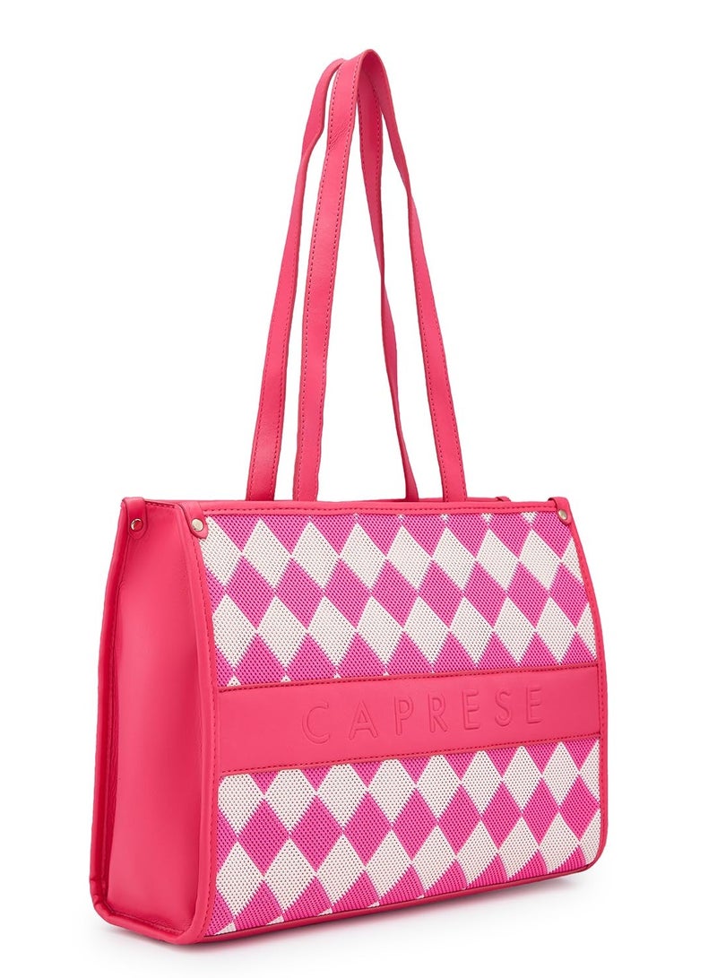 CAPRESE-CHECKER TOTE MEDIUM FUCHSIA - Image 5