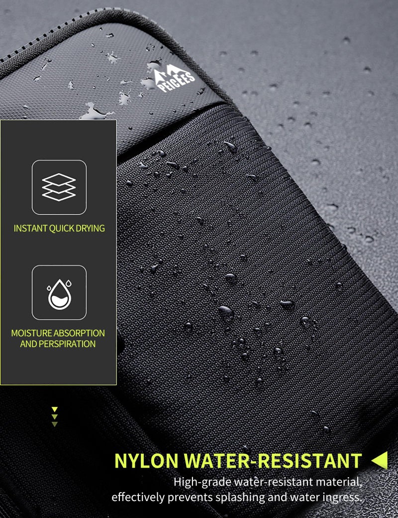Peicees Mini Crossbody Sling Bag Dual Pocket Water Resistant Running Phone Holder Chest Shoulder Bag for Men Women Travel Gym, X-Small Black - Image 3