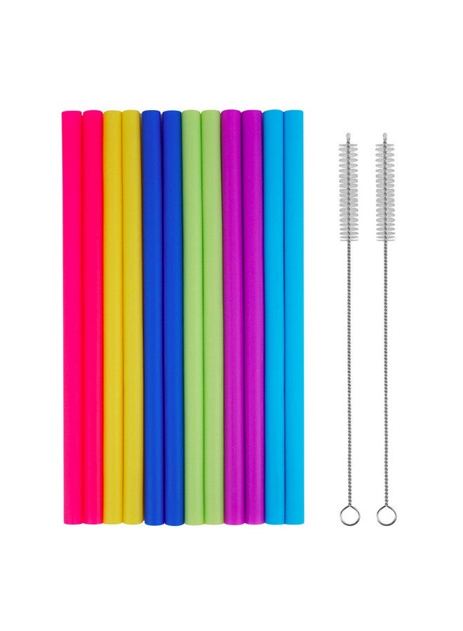 tifanso 14 PCS Reusable Silicone Straws with Cleaning Brushes, tifanso Extra Wide Large Straws, Great for for 30oz and 20oz Tumblers Yeti/Rtic, 10" Extra Long Flexible Jumbo Drinking Straws for Milkshakes - Image 1