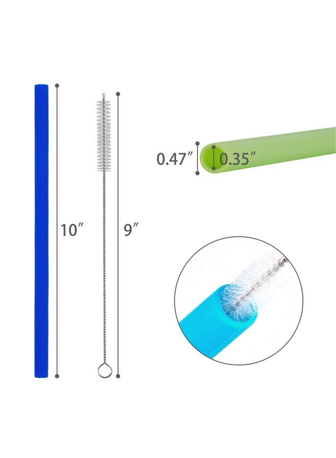 tifanso 14 PCS Reusable Silicone Straws with Cleaning Brushes, tifanso Extra Wide Large Straws, Great for for 30oz and 20oz Tumblers Yeti/Rtic, 10" Extra Long Flexible Jumbo Drinking Straws for Milkshakes - Image 3