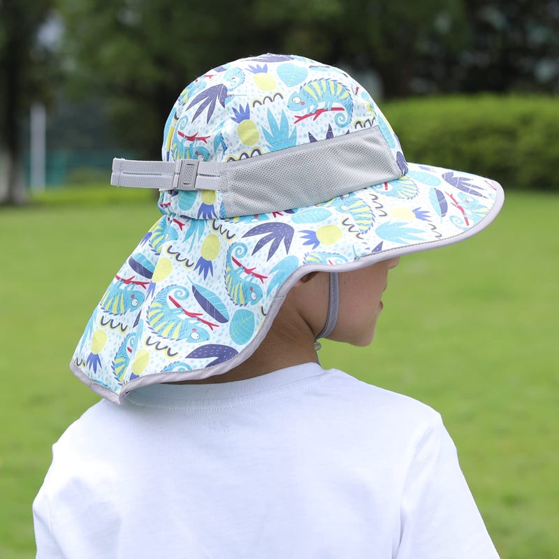 icolor Kids Sun Hat UPF50+ Sun Protection Bucket Hat Toddler Summer Beach Play Hats with Neck Flap for Girl Boy Ages 3~10 (Chameleon) - Image 4