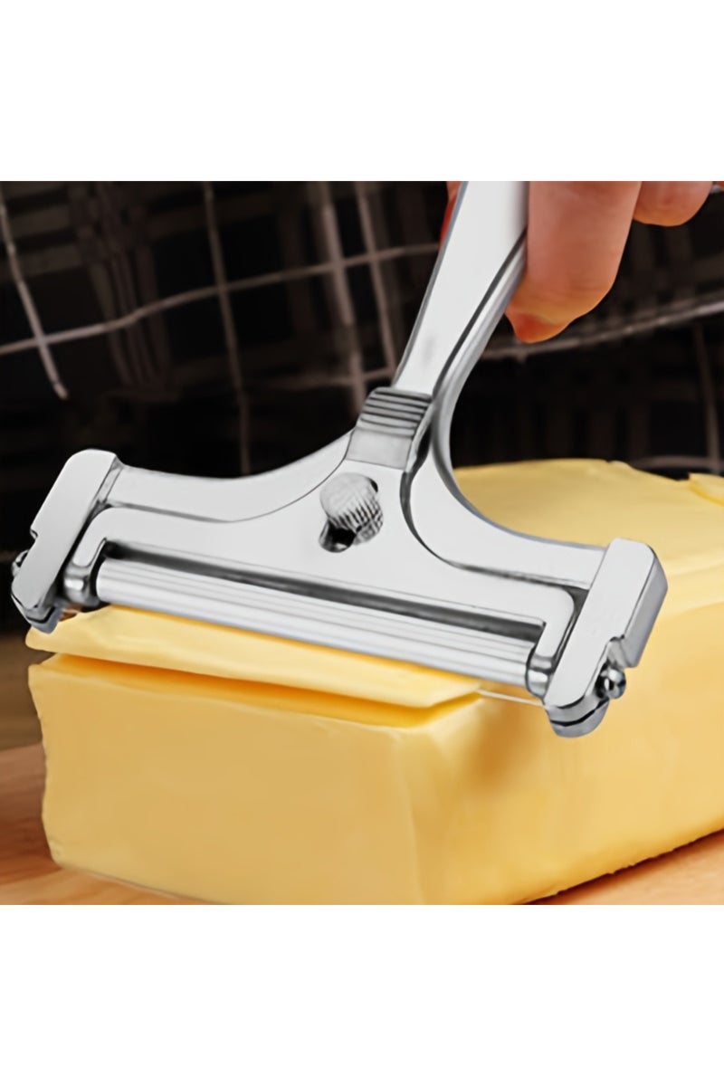 erorex Silver Cheese Slicer Cheese Scraper With Adjustable Thickness Butter Cheese Shaver Butter Slicer Mul - Image 1