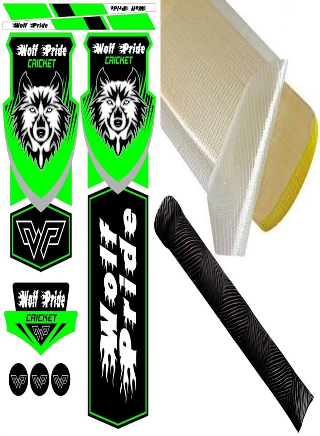 WOLF PRIDE Combo Offer (Cricket bat Sticker Grip with Fiber Sheet) (Green) - Image 1