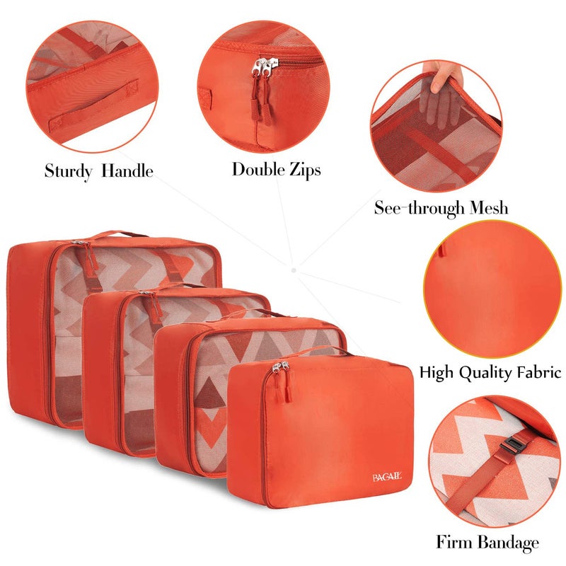 BAGAIL 8 Set Packing Cubes Luggage Packing Organizers for Travel Accessories-Orange - Image 4
