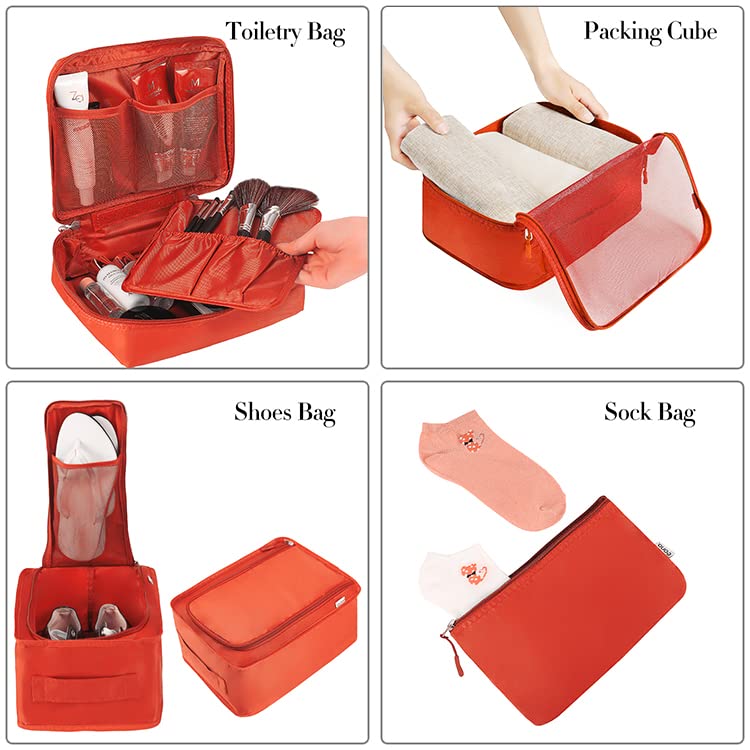 BAGAIL 8 Set Packing Cubes Luggage Packing Organizers for Travel Accessories-Orange - Image 3