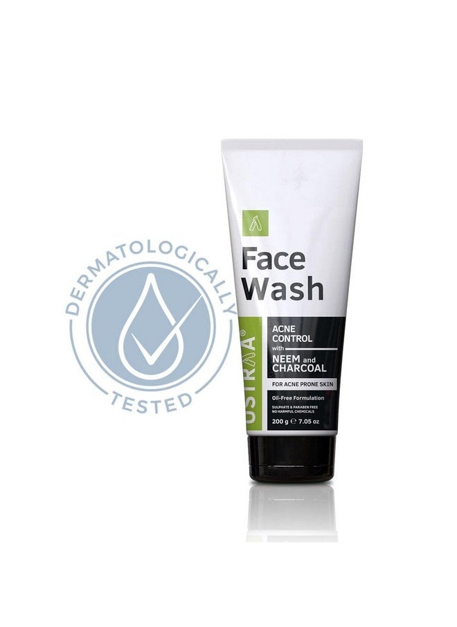 Ustraa - Face Wash Acne Control With Neem & Charcoal 200G Oil Control Prevents Acne & Moisturising Cream Oily Skin 100G Longlasting Moisturization & Hydration Quick Absorption - Image 1