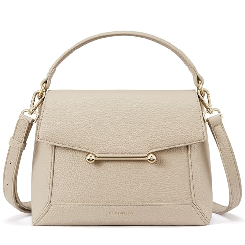 BOSTANTEN Small Crossbody Bags for Women Trendy Top Handle Shoulder Purse Vegan Leather Handbags with Flap Apricot - Image 1