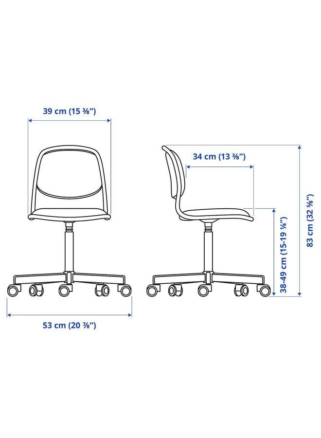 erorex Children'S Desk Chair, White/Vissle Light Grey - Image 2