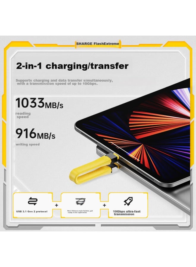 SHARGE كابل شحن شانجي 100 واط، كابل بيانات نوع-سي للشحن السريع، كابل فيديو Usb3.1gen2، مناسب لأبل 16/آيفون 15 برو ماكس، هواوي، لابتوبات شاومي - Image 2