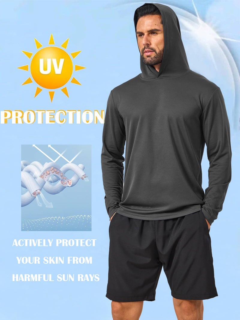 Suitswinew 5 Pack Sun Protection Hoodie for Men UV Long Sleeve Shirts Quick Dry Lightweight Work Athletic Rash Guards - Image 4