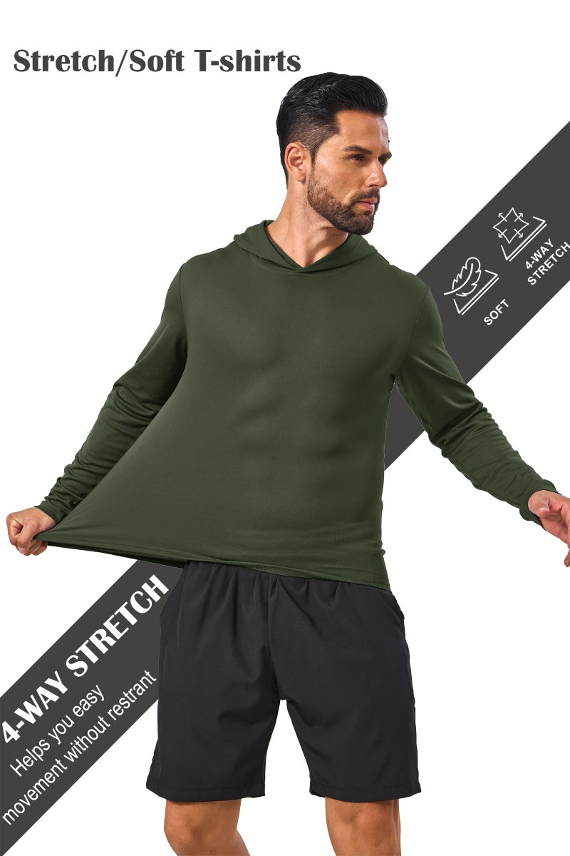 Suitswinew 5 Pack Sun Protection Hoodie for Men UV Long Sleeve Shirts Quick Dry Lightweight Work Athletic Rash Guards - Image 5