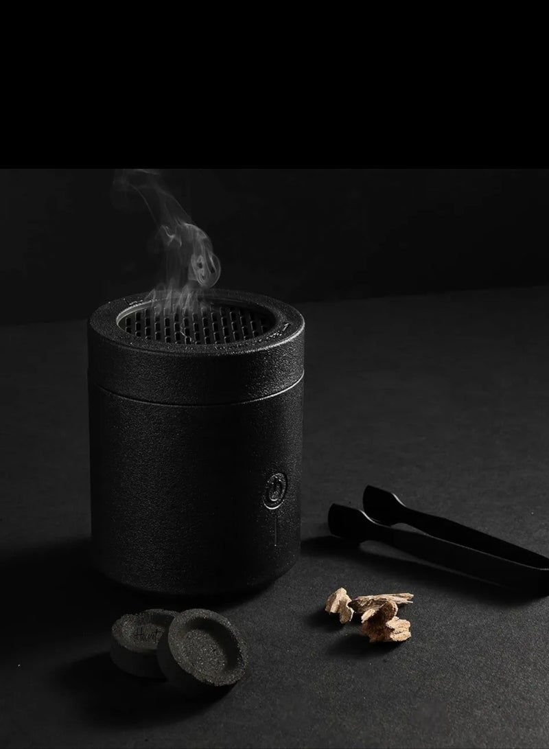 Hount Portable Electronic Incense Burner Smart Bakhoor Oud Diffuser Electric Rechargeable Aroma Device with Tongs Black - Image 4