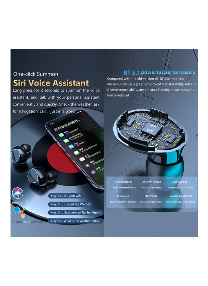 Generic M10 BT In-Ear BT Earphones,Wireless Bluetooth Headphones with LED-Digital Display Touch-Control and Bluetooth Headphones Compatible with iOS Android  - Image 3