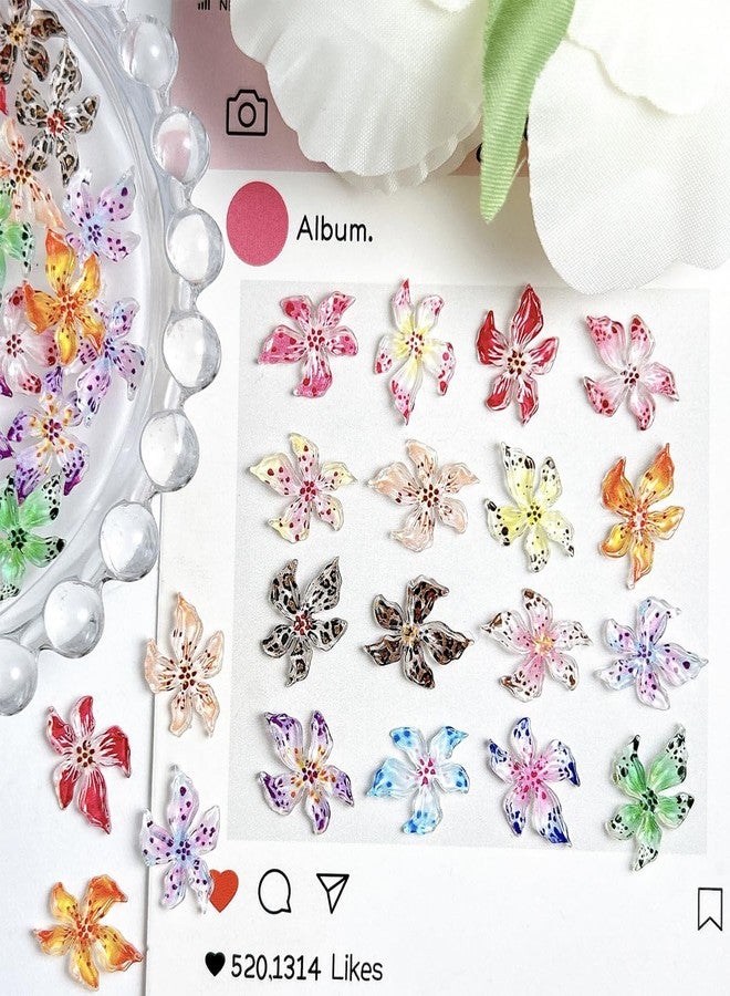 KTAABTR 50Pcs Spring Flower Nail Charms Resin Flower Flat Back Nail Design Mixed 3D Floral Hibiscus Nail Art Charms Jewelry Rhinestones for Acrylic Nails DIY Manicure Gems Crafts Decoration Accessories - Image 3